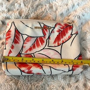 Michael Kors Red and White Leaf Cosmetic Bag